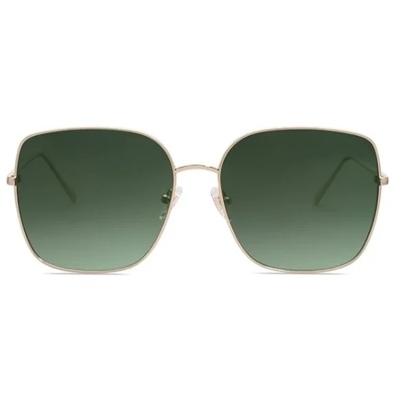 Oversized Square Metal Frame Sunglasses Flat Lens SJ1146 Green - Picture 2 of 5